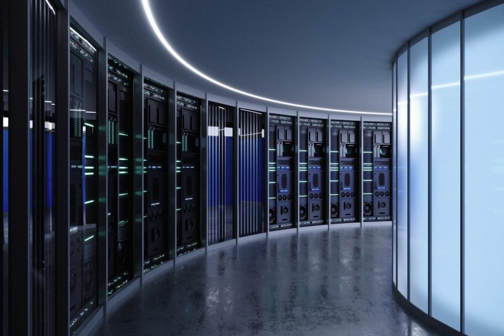 Foto mostra data center que utiliza IA